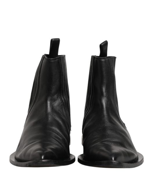 Dolce & Gabbana Black Chelsea Short Ankle Boots Shoes Leather for men
