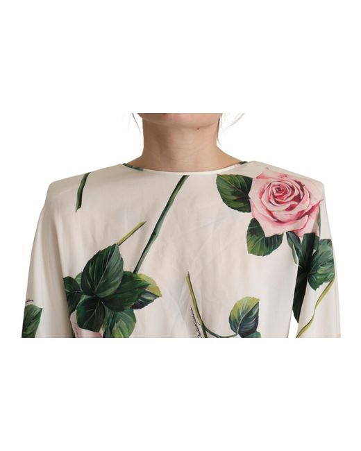 Dolce & Gabbana Multicolor Elegant Stretch Silk Pleated Rose Dress