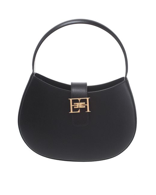Elisabetta Franchi Black Logo-plaque Open Top Tote Bag