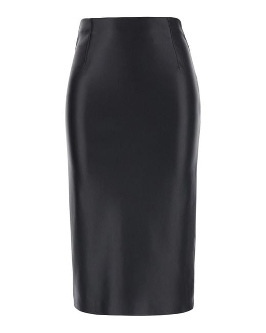 Jucca Black Midi Skirt Eco Leather