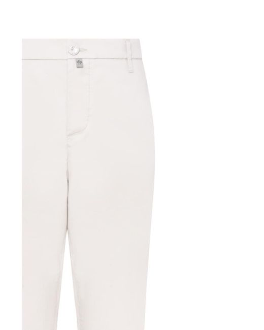Jacob Cohen White Pearl Cotton Blend Tapered Leg Trousers With Logo Patch On The Back for men