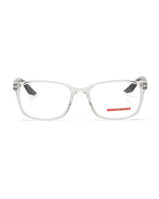 Prada Sport Metallic Eyeglasses Square Full Rim, Transparent Frame And Clear Demo Lens Ps07Rv2Az1O1 for men