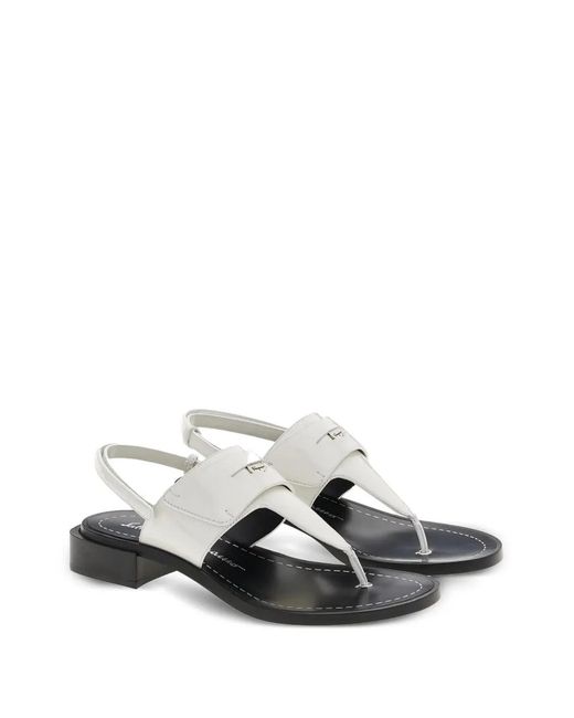 Ferragamo White Nya Leather Ankle-Strap Sandals