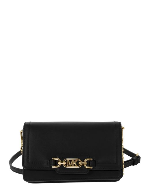 Michael Kors Heather Extrasmall Leather Shoulder Bag in Black Lyst
