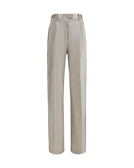 Forte_forte Gray Lurex Pants Tweed With Micro Sequins And Shimmering Thread