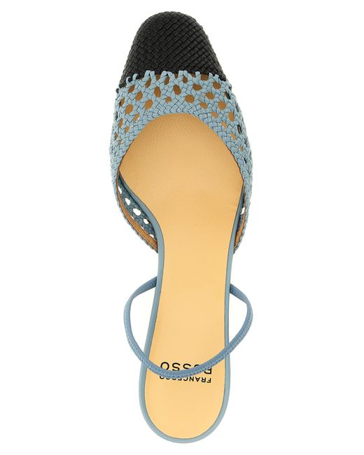 Francesco Russo White R1P1021 Slingback Pumps