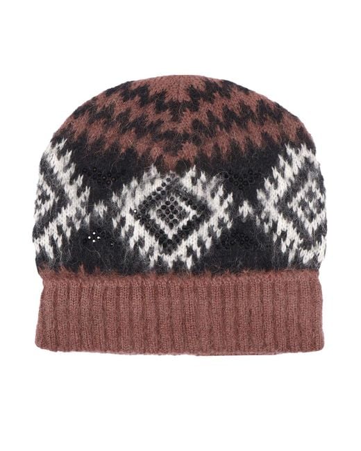 ERMANNO FIRENZE Gray Patterned Beanie Hat