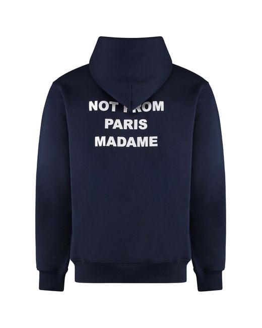 Drole de Monsieur Blue Hooded Sweatshirt Slogan Cotton Jumpers for men