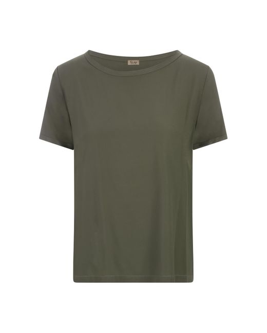 HER SHIRT HER DRESS Green Military Opaque Silk T-Shirt