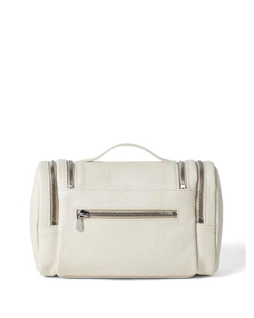 Brunello Cucinelli White Leather Beauty Case Bags for men