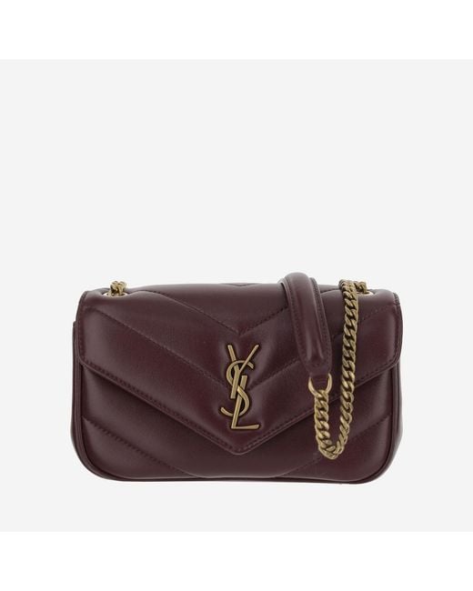 Saint Laurent Purple Shoulder Bag Loulou Mini Lambskin