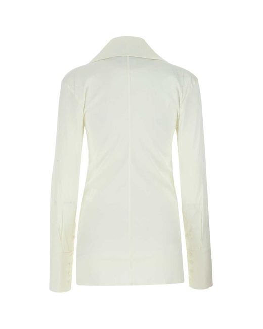 Low Classic White Ivory Stretch Silk Shirt