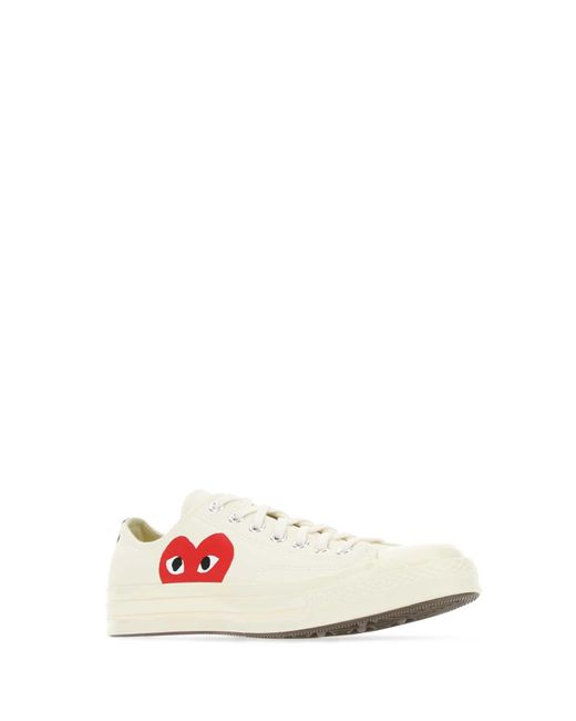 COMME DES GARÇONS PLAY White Ivory Canvas Sneakers for men
