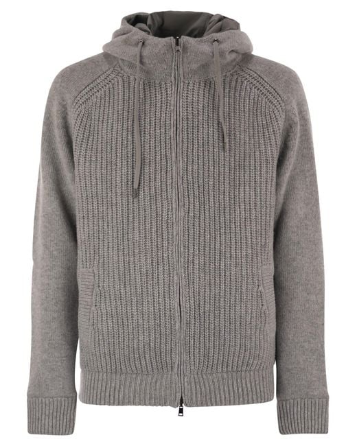 Herno Gray Reversible Padded Wool Bomber Jacket for men