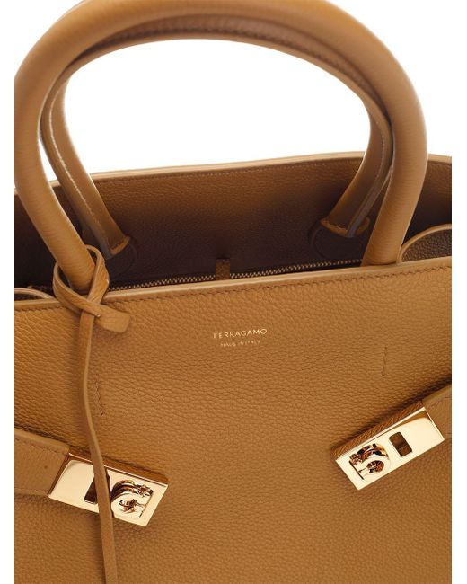 Ferragamo Metallic Tote Bag Hug Small