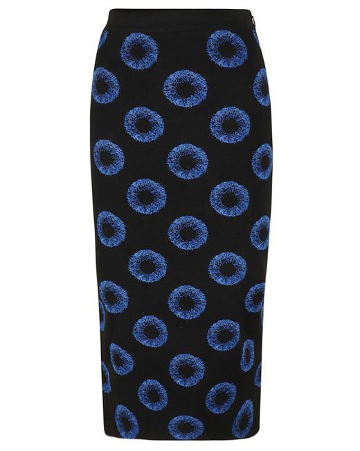 Alexander McQueen Blue Iris Jacquard Knit Pencil Skirt