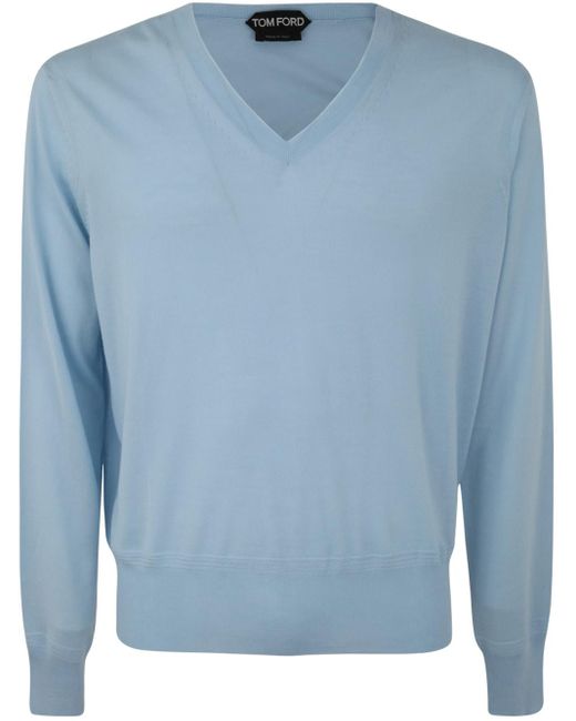 Tom Ford Blue V Neck Sweater for men