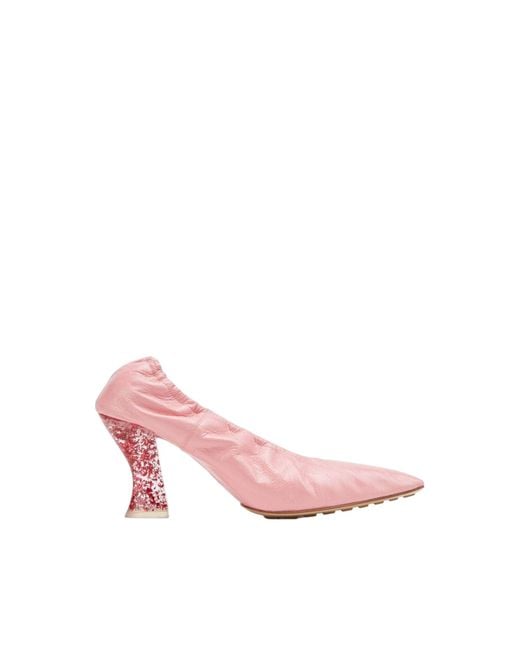 Bottega Veneta Pink Transparent Embellished 75Mm Heel Pumps