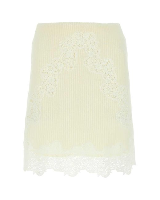 Chloé White Ivory Wool Mini Skirt