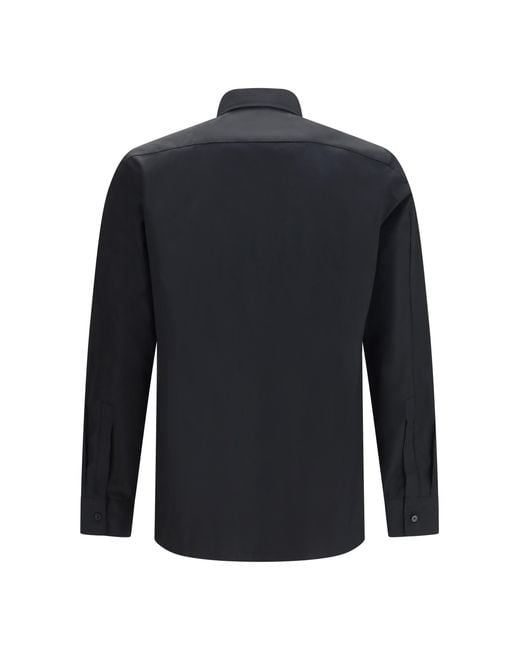 Givenchy Blue Embroidered Poplin Shirt Cotton for men