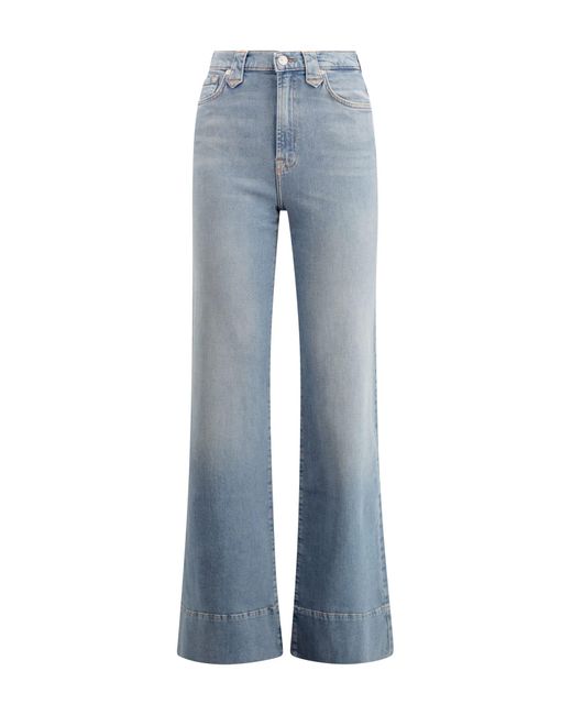 7 For All Mankind Blue High-Waisted Flared Jeans