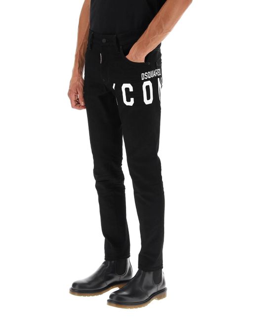 DSquared² Black Bull Wash 'icon' Skater Jeans for men