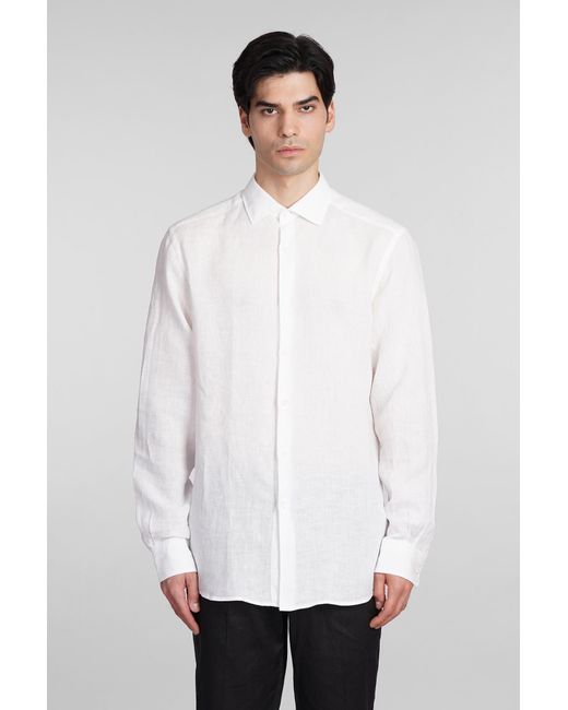 Zegna Shirt In White Linen for men
