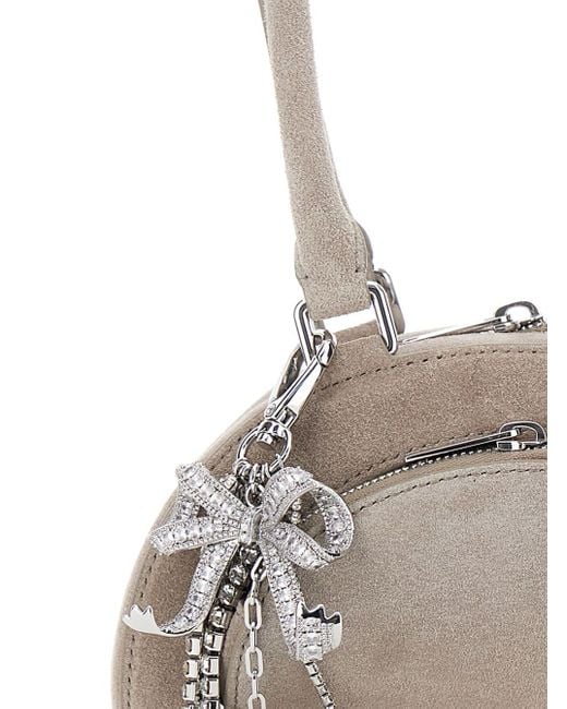 Self-Portrait White Shoulder Bag With Two Top Handles And Charm Detail On The Front