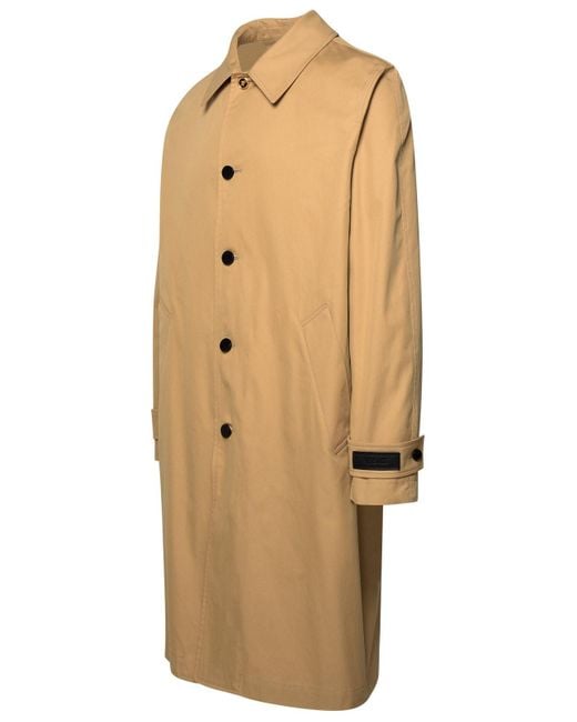 Versace Natural 'Baroque' Cotton And Silk Trench Coat for men