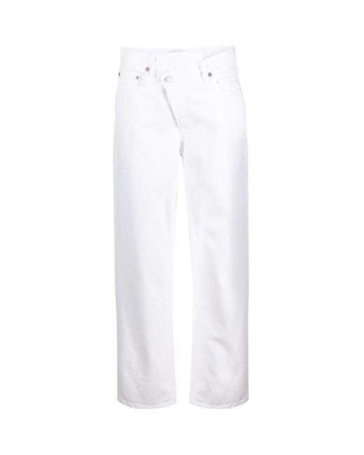 Agolde White Criss Cross Mid-rise Straight-leg Jeans