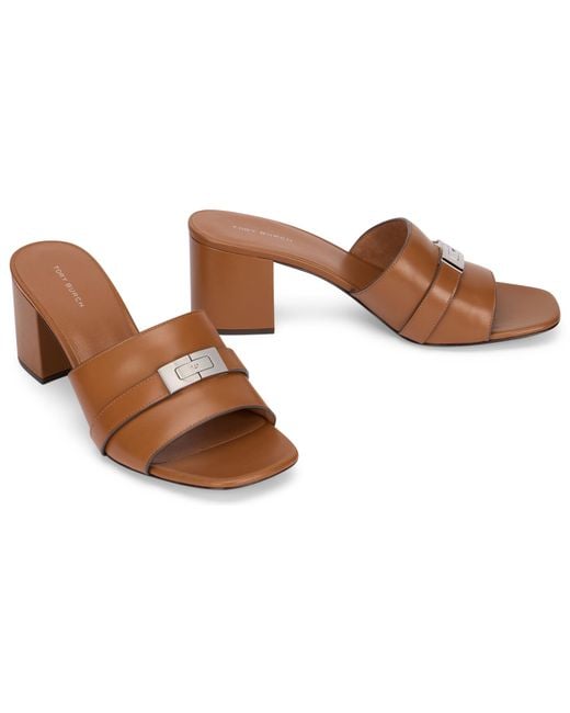 Tory Burch Brown Heeled Sandal Leelee Calfskin
