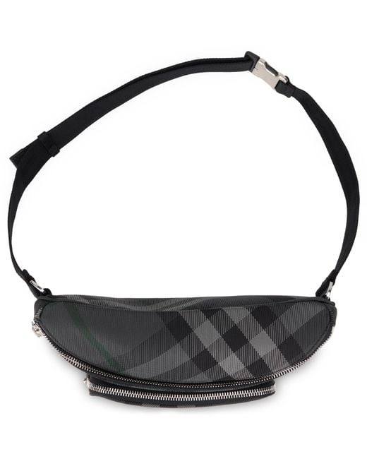 Burberry Gray Belt Bag Grid Polyamide for men