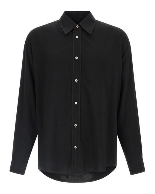 Lemaire Black Viscose Wool Shirt for men