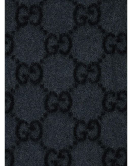 Gucci Blue Scarf Gg Jacquard Cashmere for men