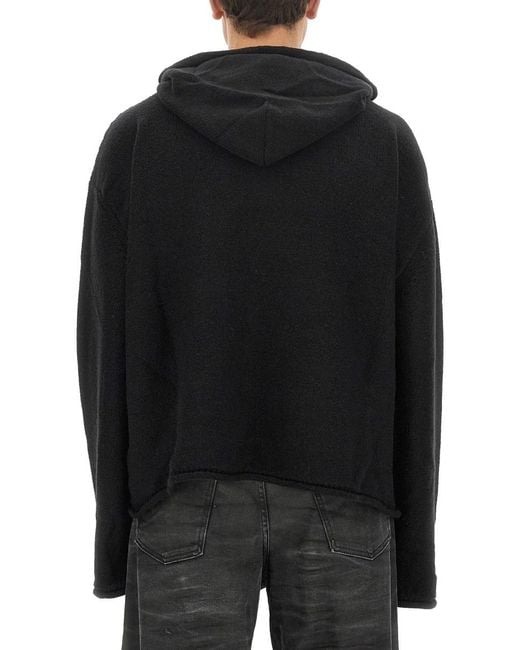 MM6 by Maison Margiela Black Cropped Logo Jersey Virgin Wool Acrylic Jumpers for men