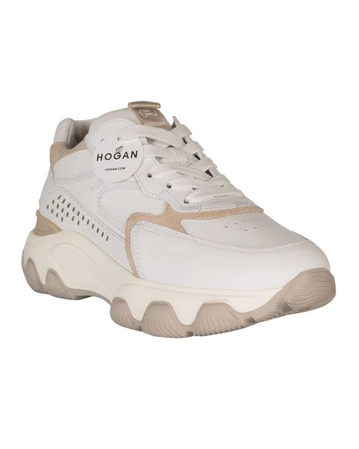 Hogan Natural Exposed Stitch Paneled Sneakers