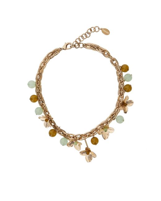Twinset Metallic Necklace Flower + Stone