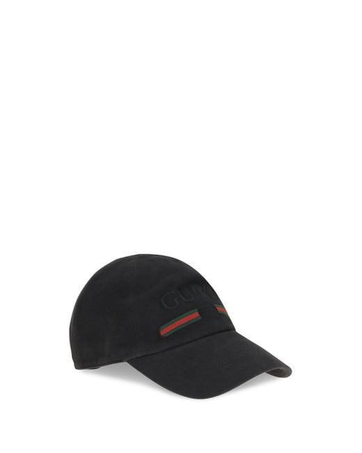 Gucci Black Baseball Cap Cotton for men