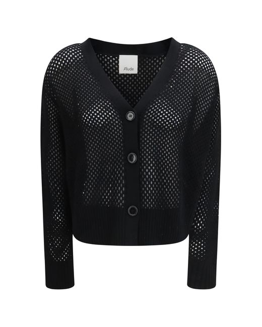 Allude Black V-Neck Buttoned Cardigan