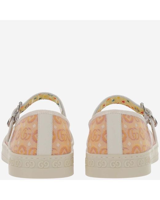 Gucci Natural Sandals With Gg Pattern Cotton