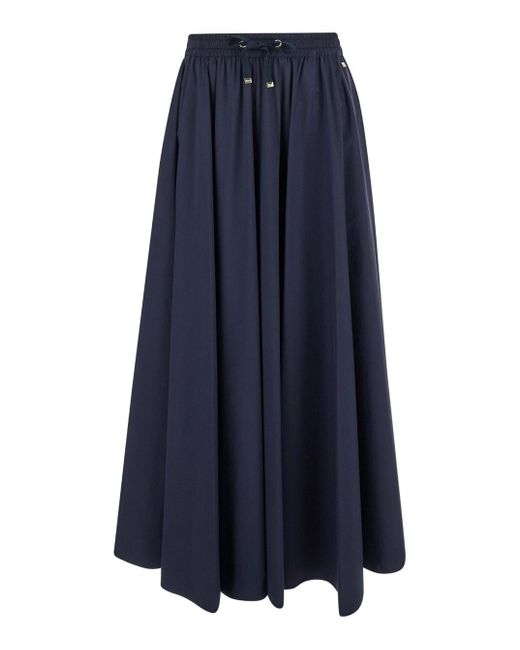 Herno Blue Long Pleated Skirt