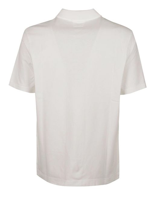 C P Company White Logo Cotton Polo Shirt for men