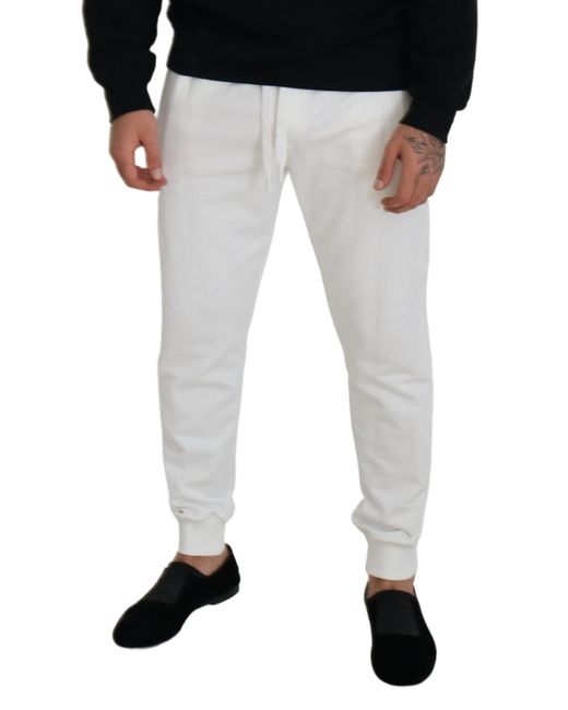 Dolce & Gabbana White Elegant Cotton Sweatpants for men
