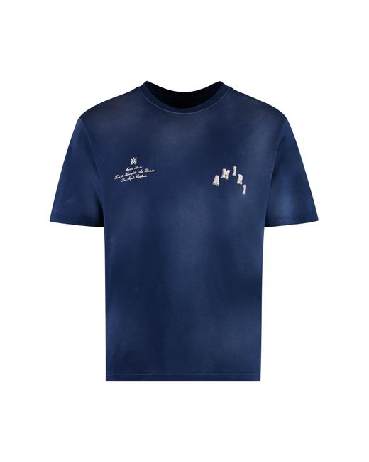 Amiri Blue Cotton Crew-Neck T-Shirt for men