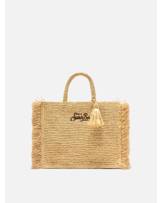 Mc2 Saint Barth Natural Colette Raffia Bag With Side Fringes