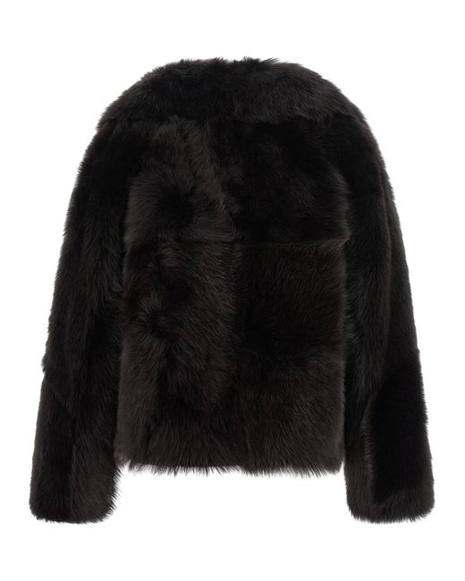 Blancha Black Lamb Fur Full-Length Jacket Clothing