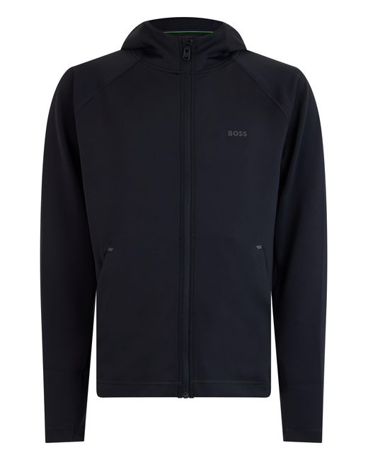 Boss Blue Hooded Zip-Up Sweatshirt Polyester for men