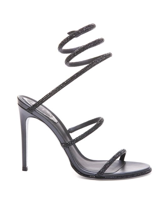 Rene Caovilla Leather Cleo Sandals in Black - Save 3% | Lyst