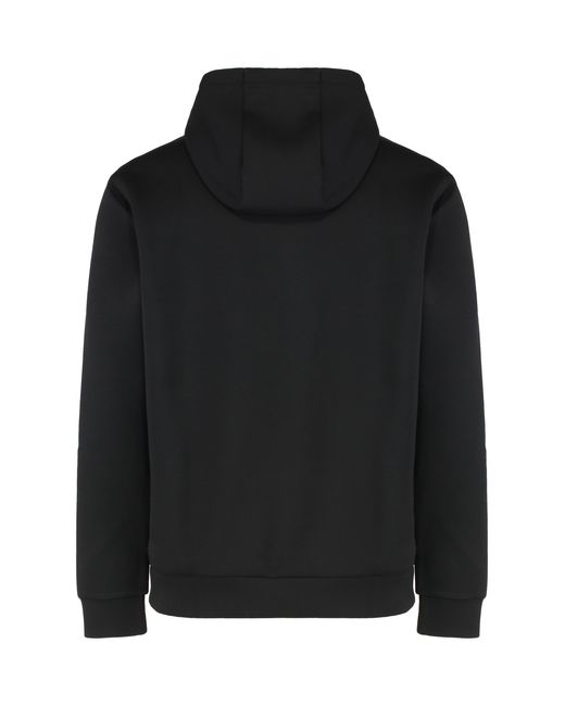 EA7 Black Hooded Sweatshirt Technical Fabric Polyester Jumpers for men