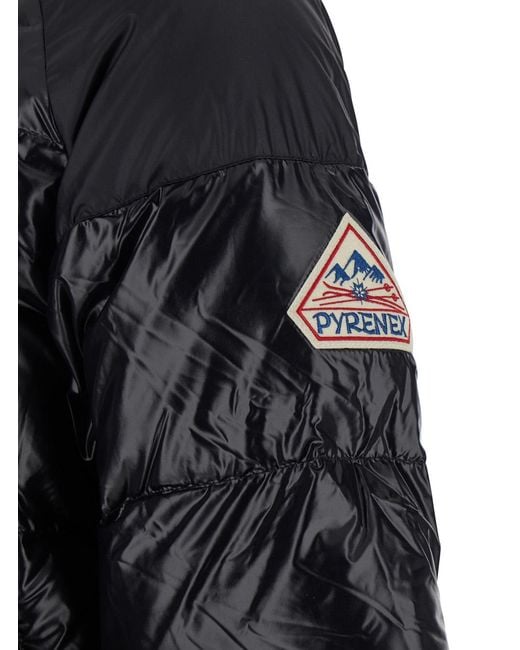 Pyrenex Black Down Jacket With Hood And Front Zip Closure. Tech Fabric